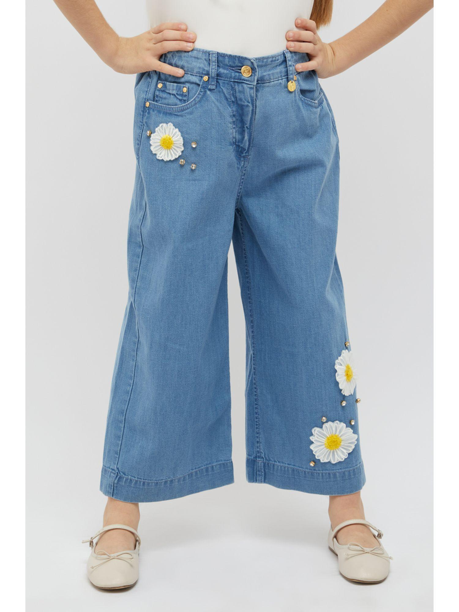 blue embroidered jeans