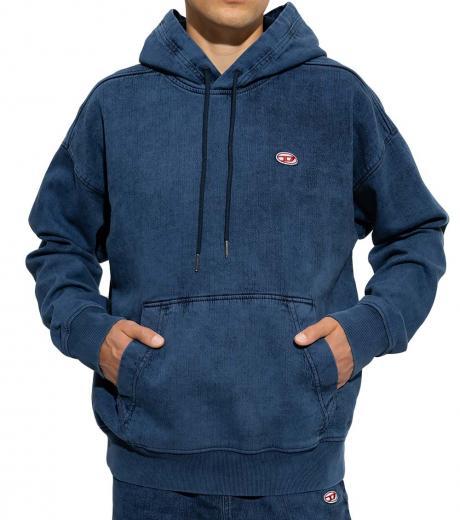 blue embroiedered logo hoodie
