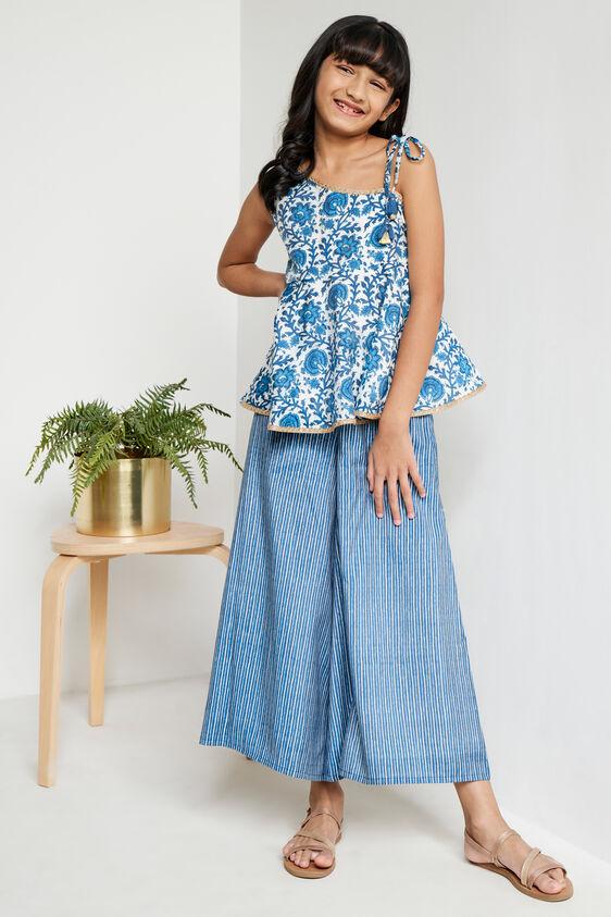 blue ethnic motifs lace fit and flare set