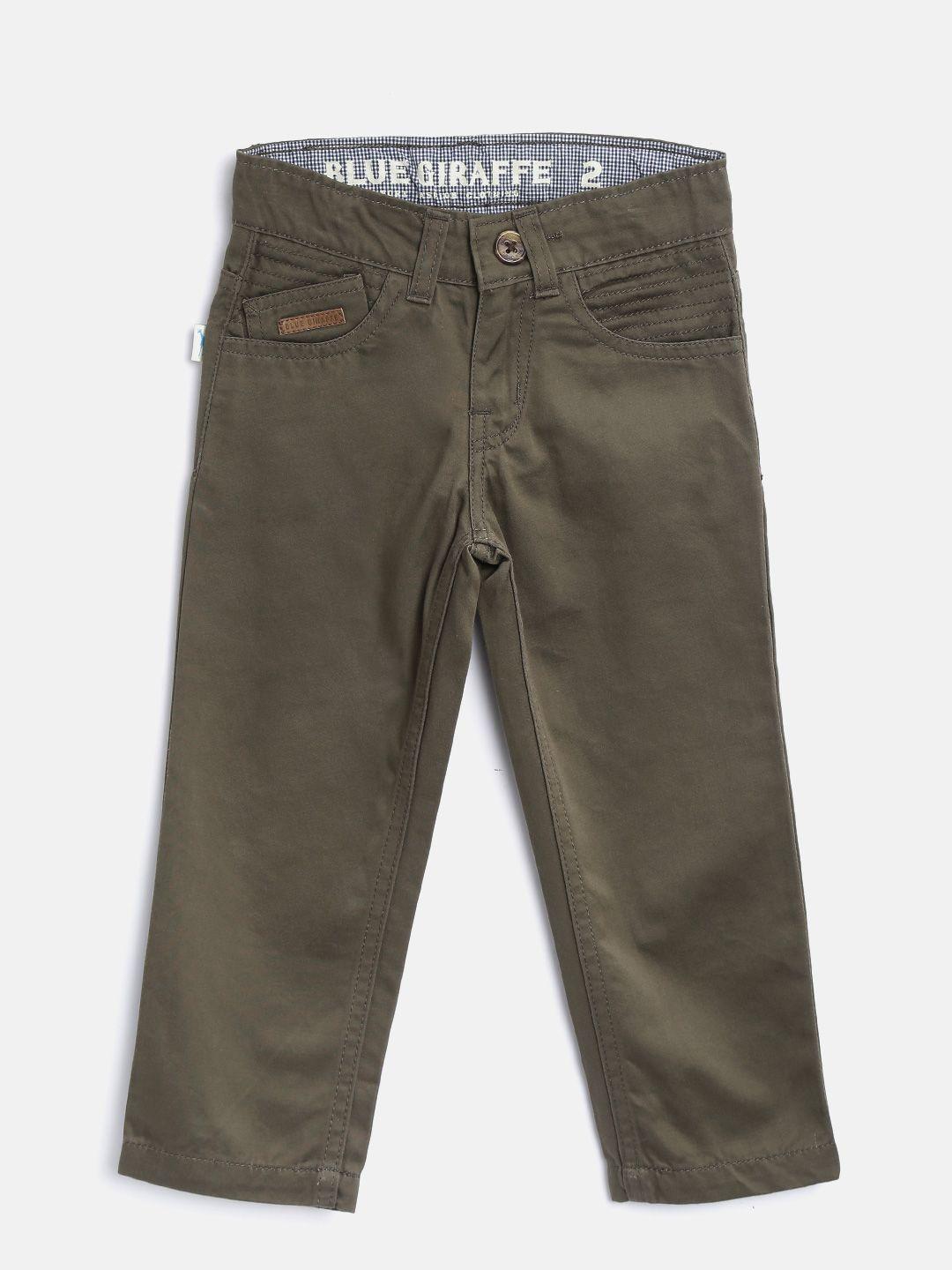 blue giraffe boys olive green solid trousers