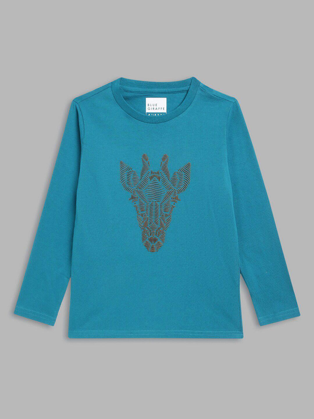 blue giraffe boys teal printed sweatshirt