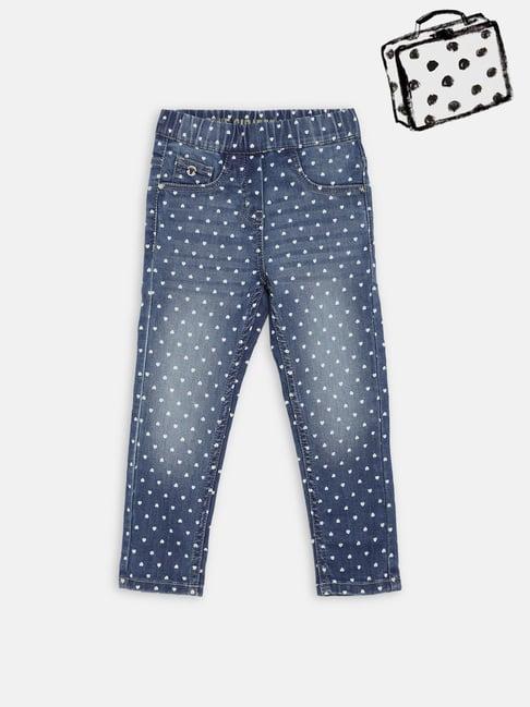 blue giraffe kids blue cotton printed trousers