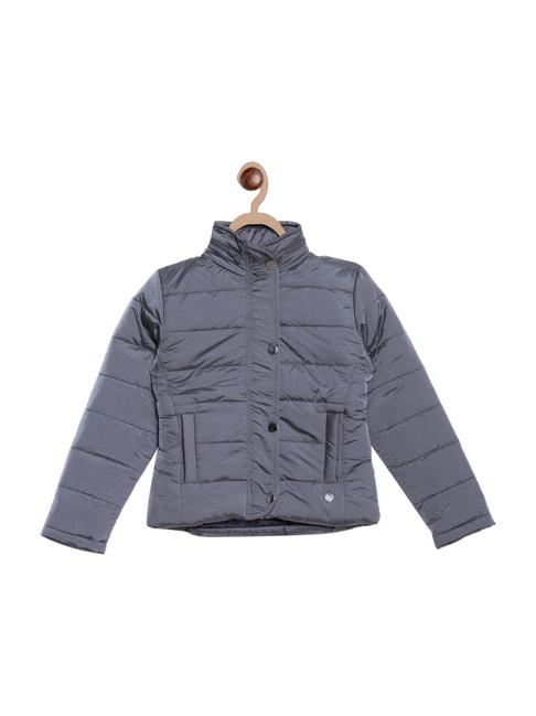 blue giraffe kids grey quilted padded jacket