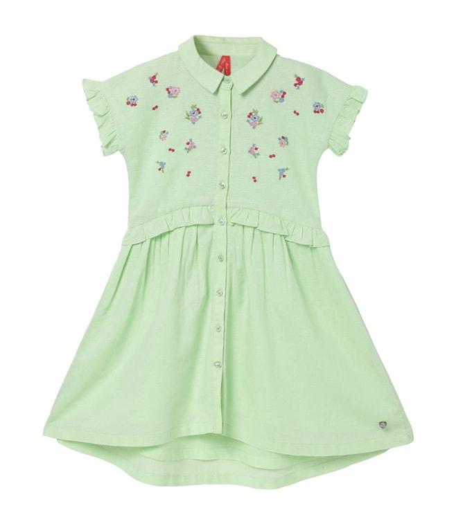 blue giraffe kids lime fashion embroidered flared fit dress