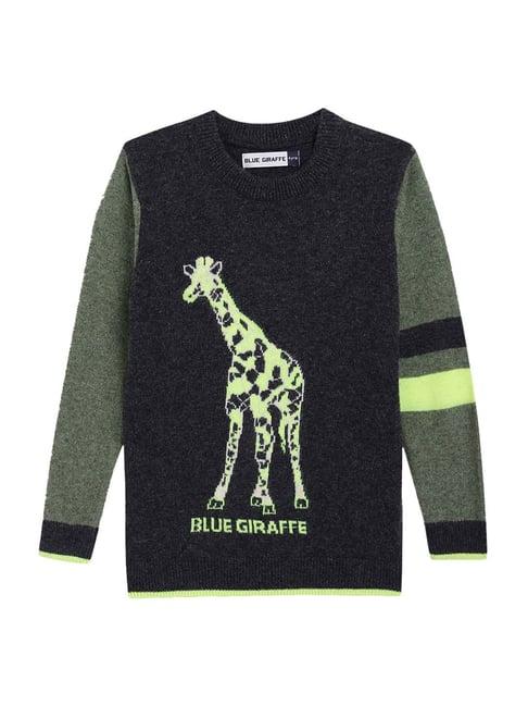 blue giraffe kids multicolor printed sweater