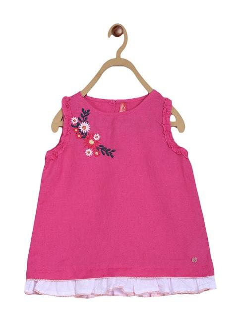 blue giraffe kids pink cotton embroidered top