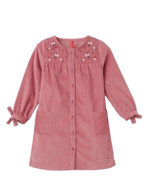 blue giraffe kids pink embroidery full sleeves dress