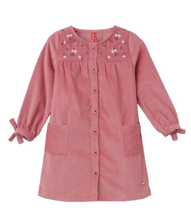 blue giraffe kids pink fashion embroidery loose fit dress