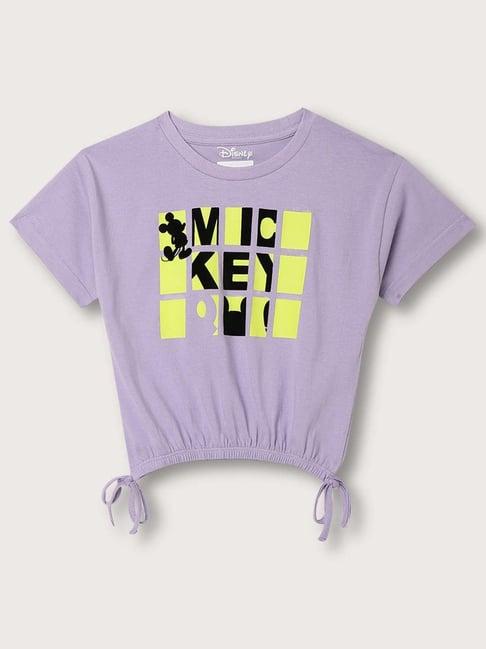 blue giraffe kids purple cotton printed mickey t-shirt