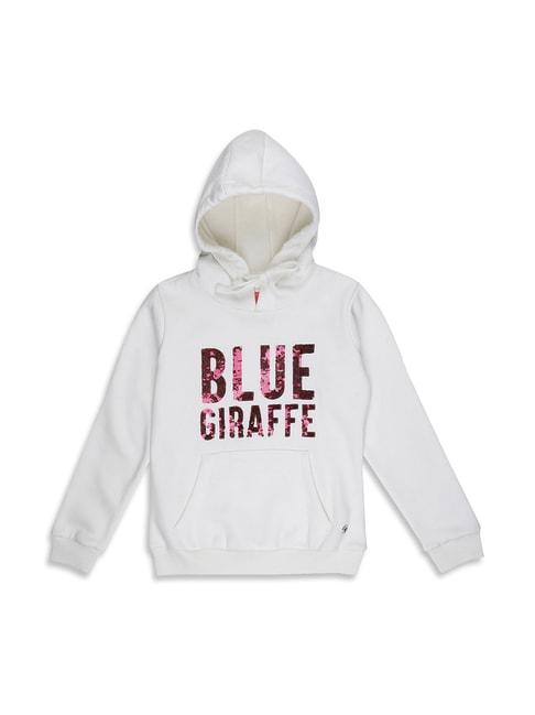 blue giraffe kids white embellished hoodie