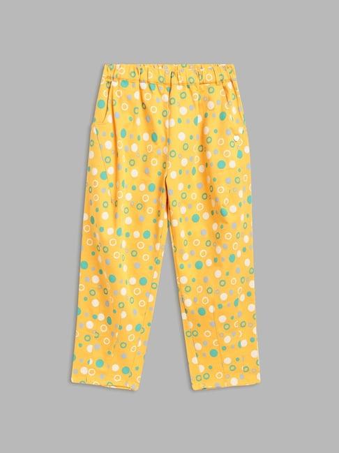 blue giraffe kids yellow cotton printed trouser