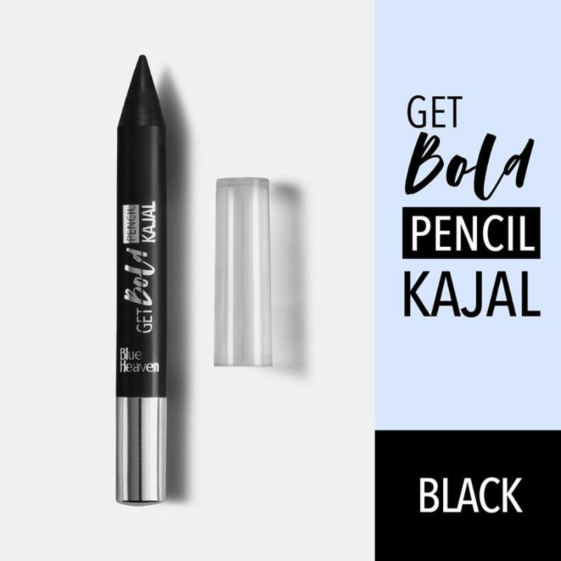 blue heaven get bold pencil kajal with free sharperner or comphor & castor oil - black