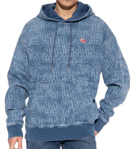 blue logo denim hoodie