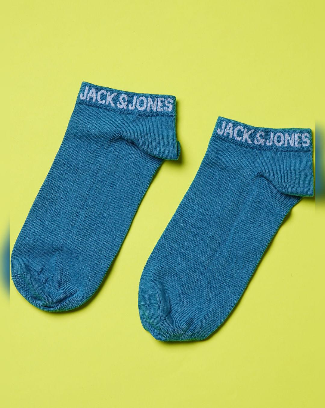 blue logo print ankle length socks