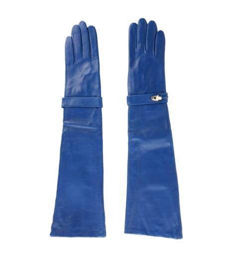 blue long classic gloves