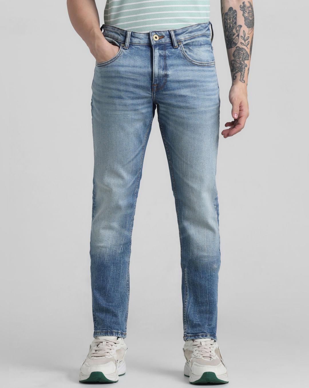 blue low rise washed glenn slim fit jeans