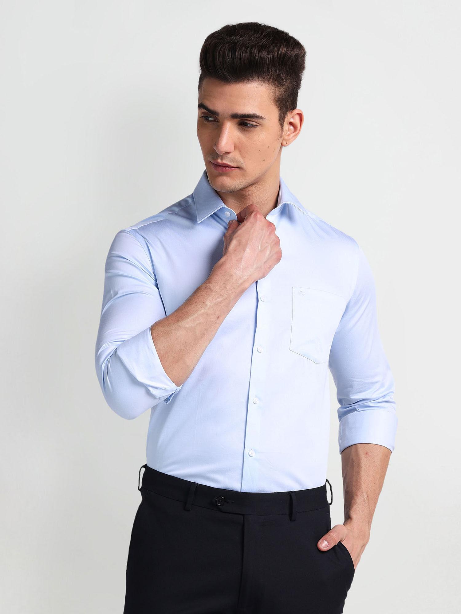 blue manhattan slim fit dobby formal shirt