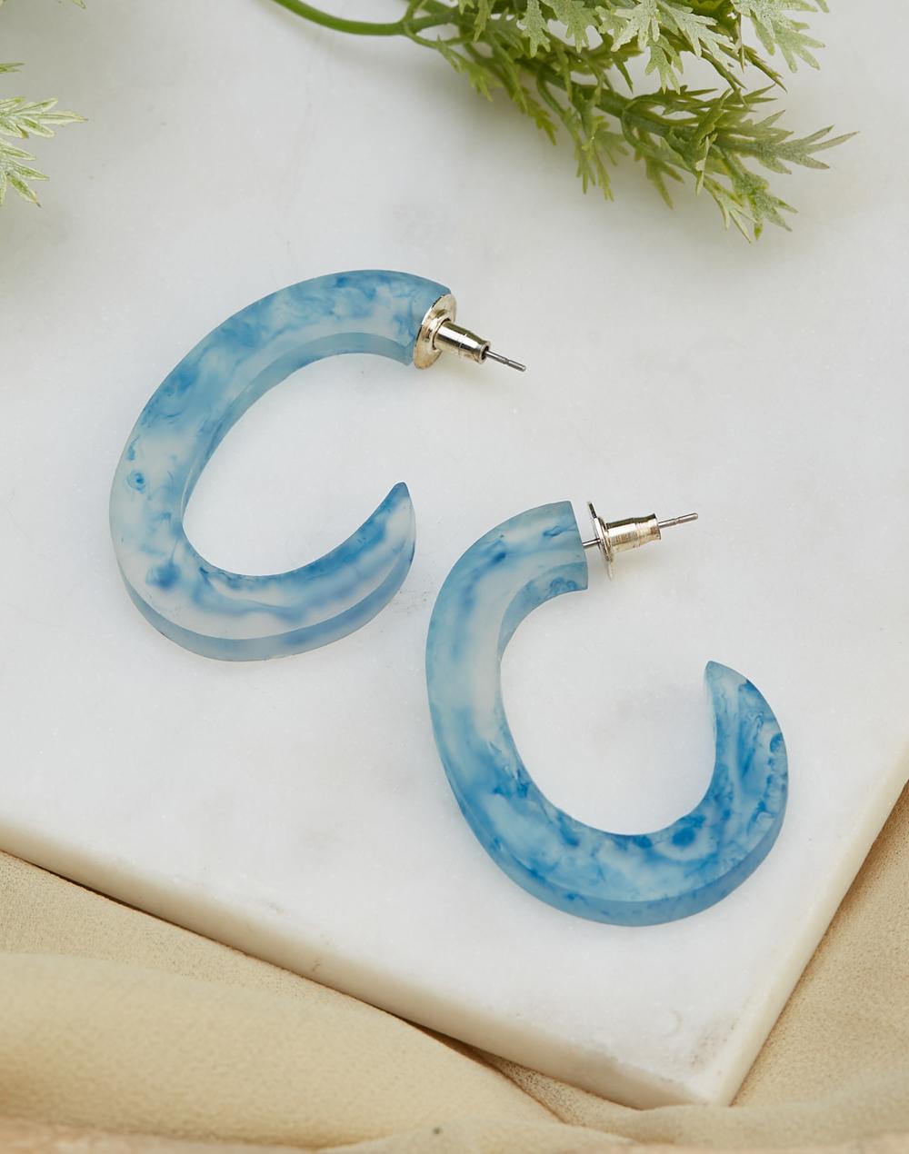 blue metal dangler earrings
