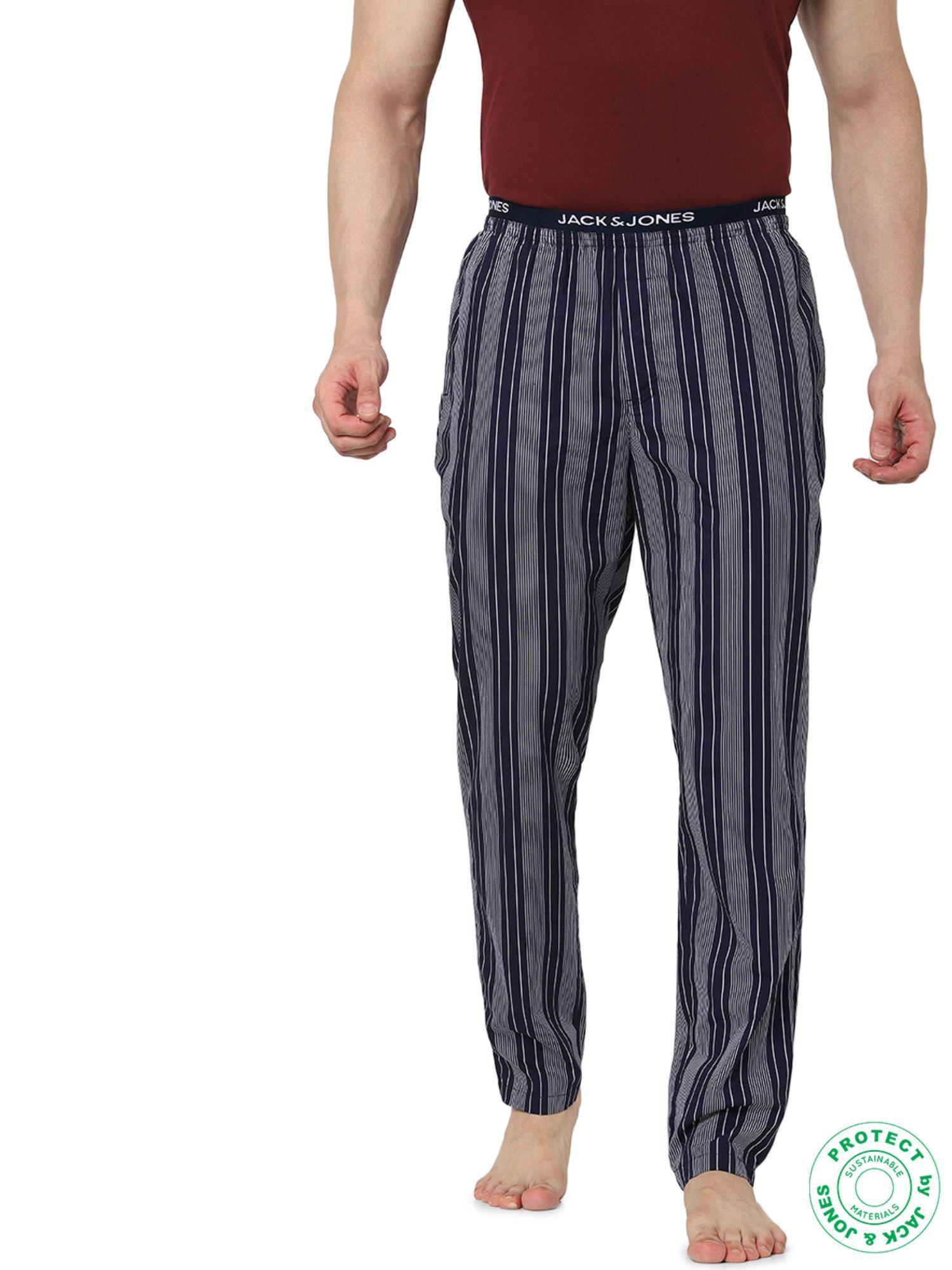 blue mid rise striped pyjamas