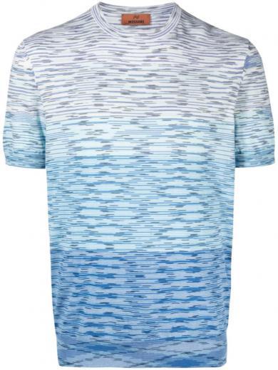 blue multi color tie-dye print t-shirt