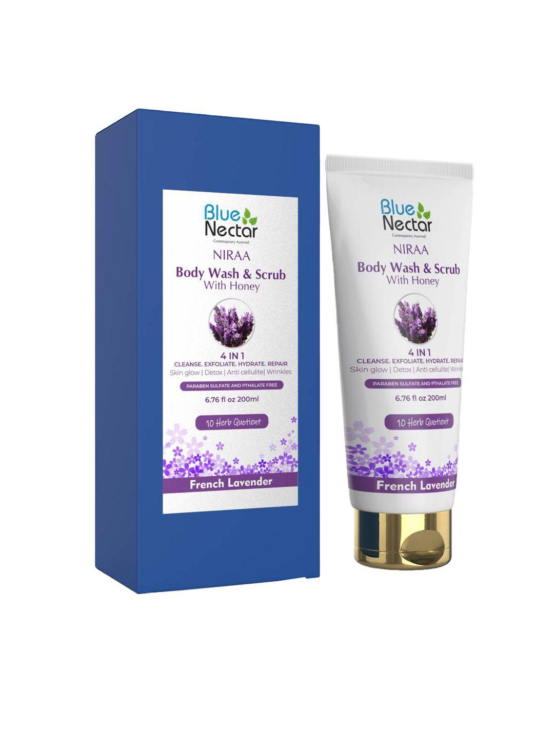 blue nectar french lavender niraa 4 in 1 body wash & scrub with honey - 200 ml