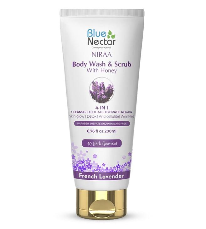 blue nectar niraa french lavender body wash & scrub with honey - 200 ml