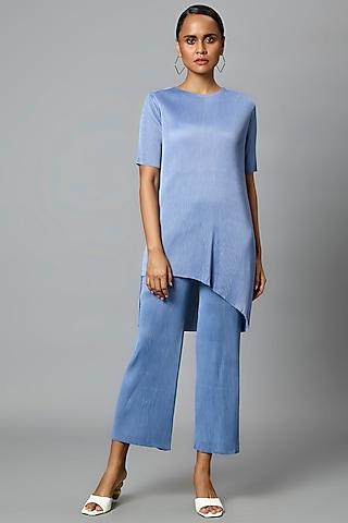 blue polyester tunic set