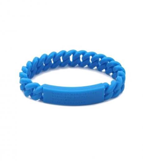 blue rubber link chain bracelet