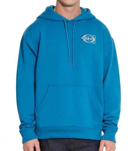 blue signature logo hoodie