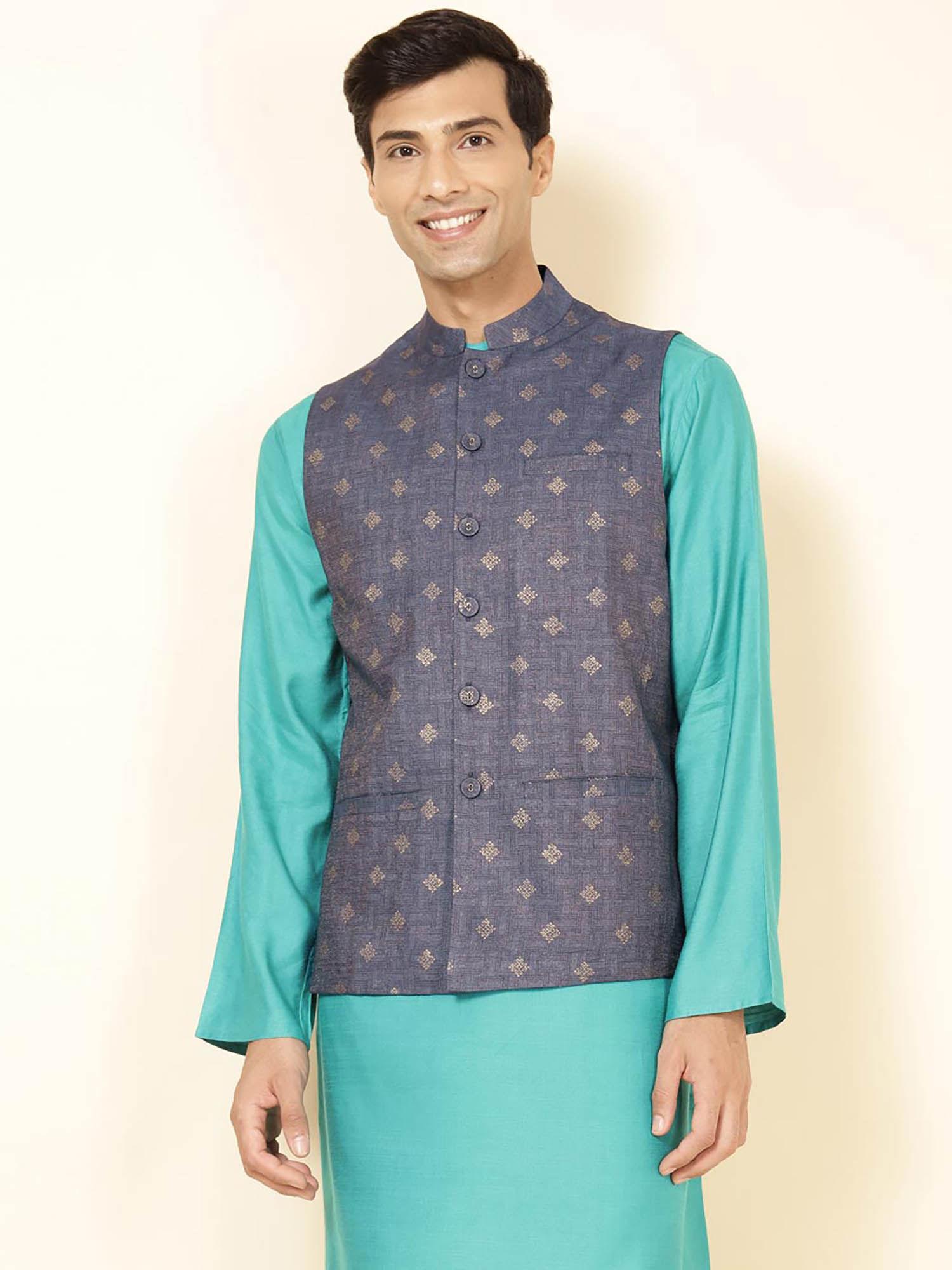 blue-silk-blend-hand-block-printed-nehru-jacket