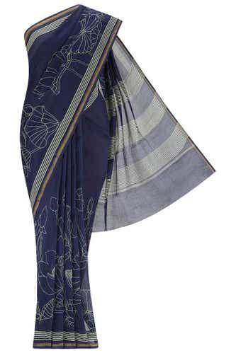 blue silk cotton saree