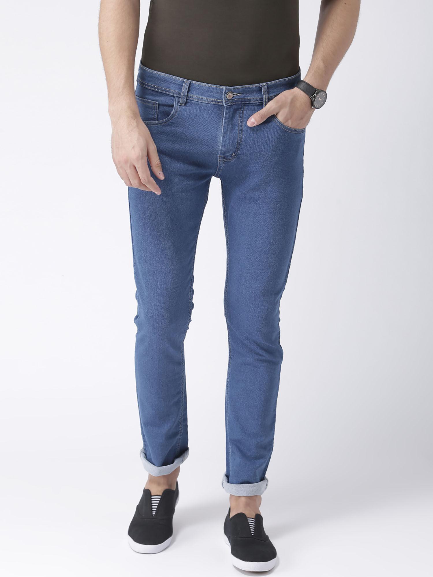 blue solid jeans