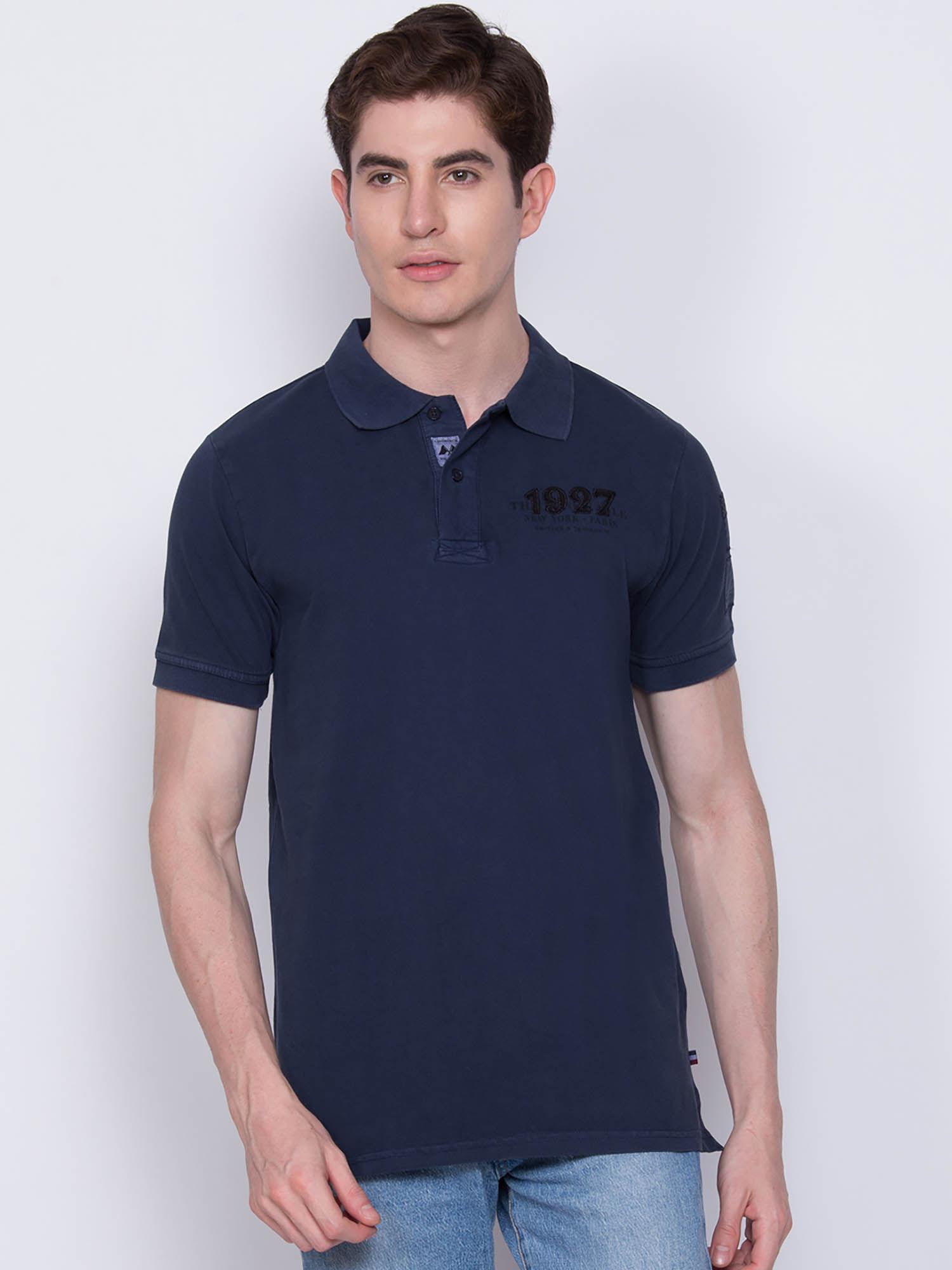 blue solid polo t-shirt