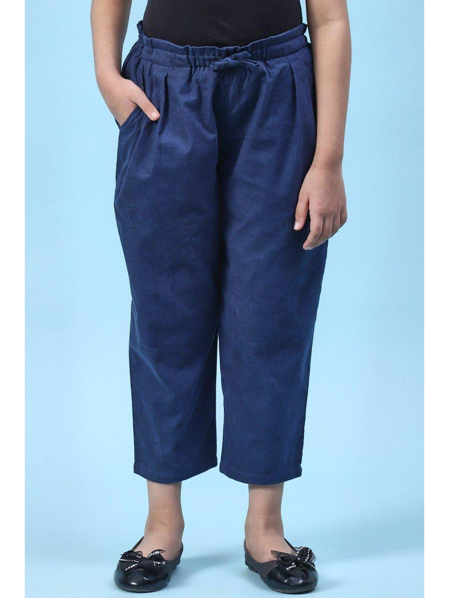 blue solid trousers