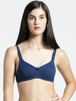 blue solid women slim fit bra