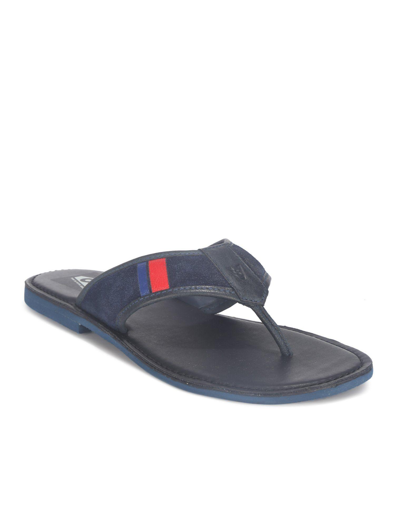 blue solid-plain sandals