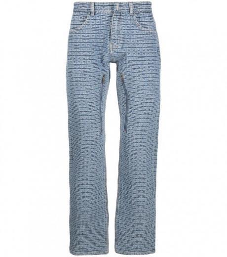 blue straight fit denim cotton jeans