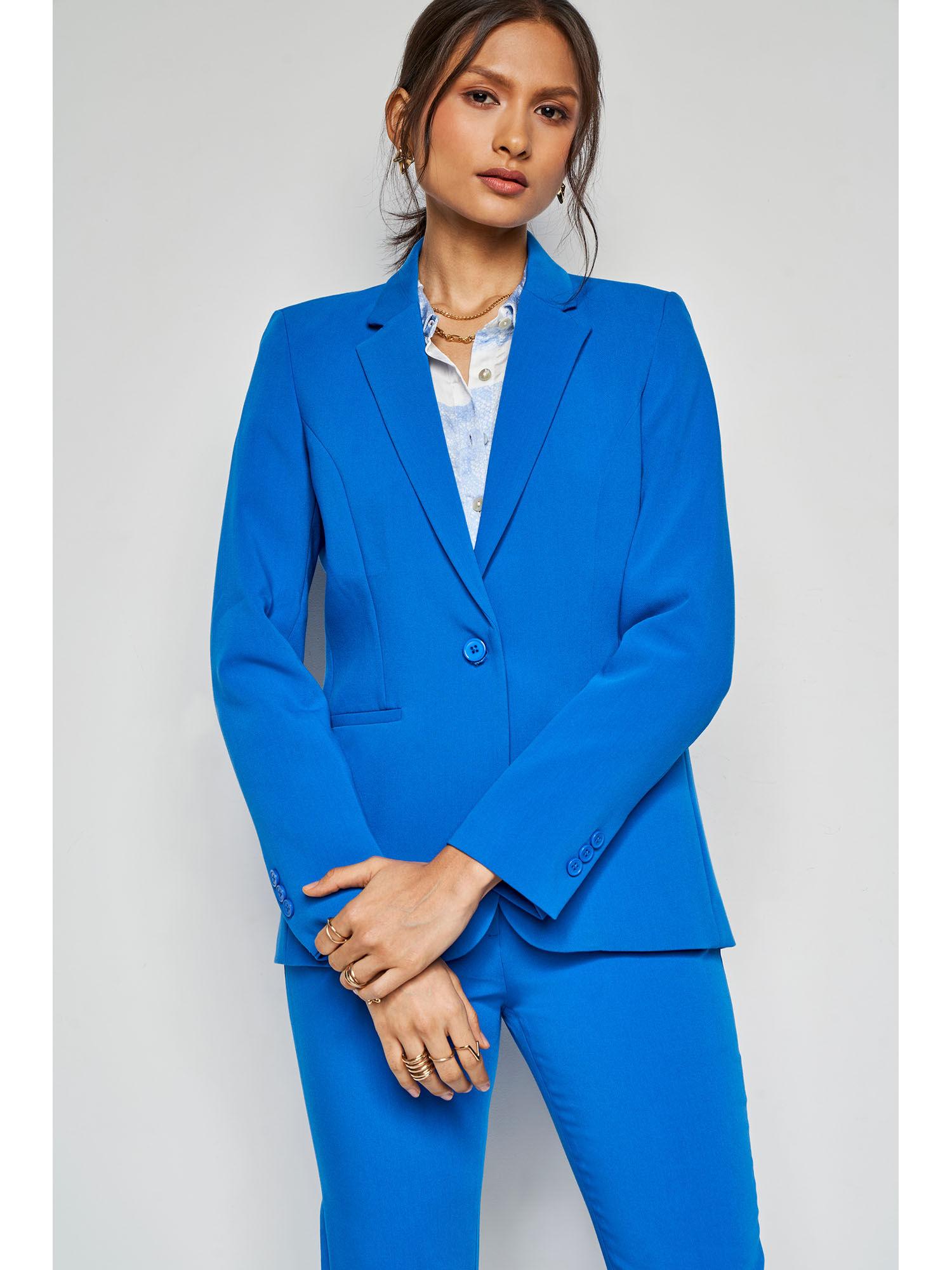 blue work solid blazer