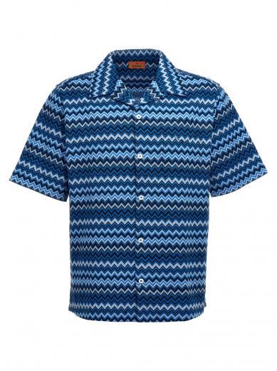 blue zigzag pattern shirt