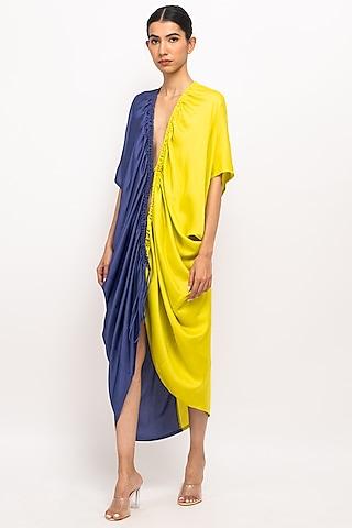 blue & neon bemberg modal silk cape