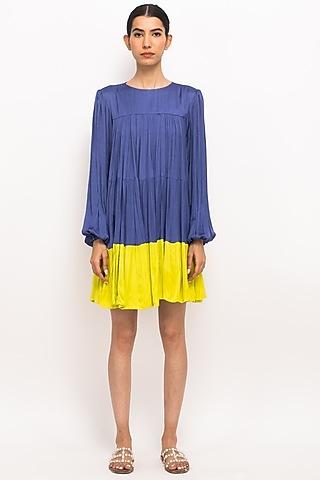 blue & neon bemberg modal silk dress