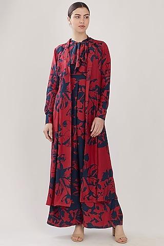 blue & red floral cape