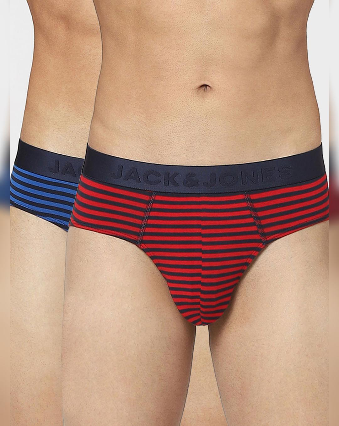 blue & red striped briefs - pack of 2