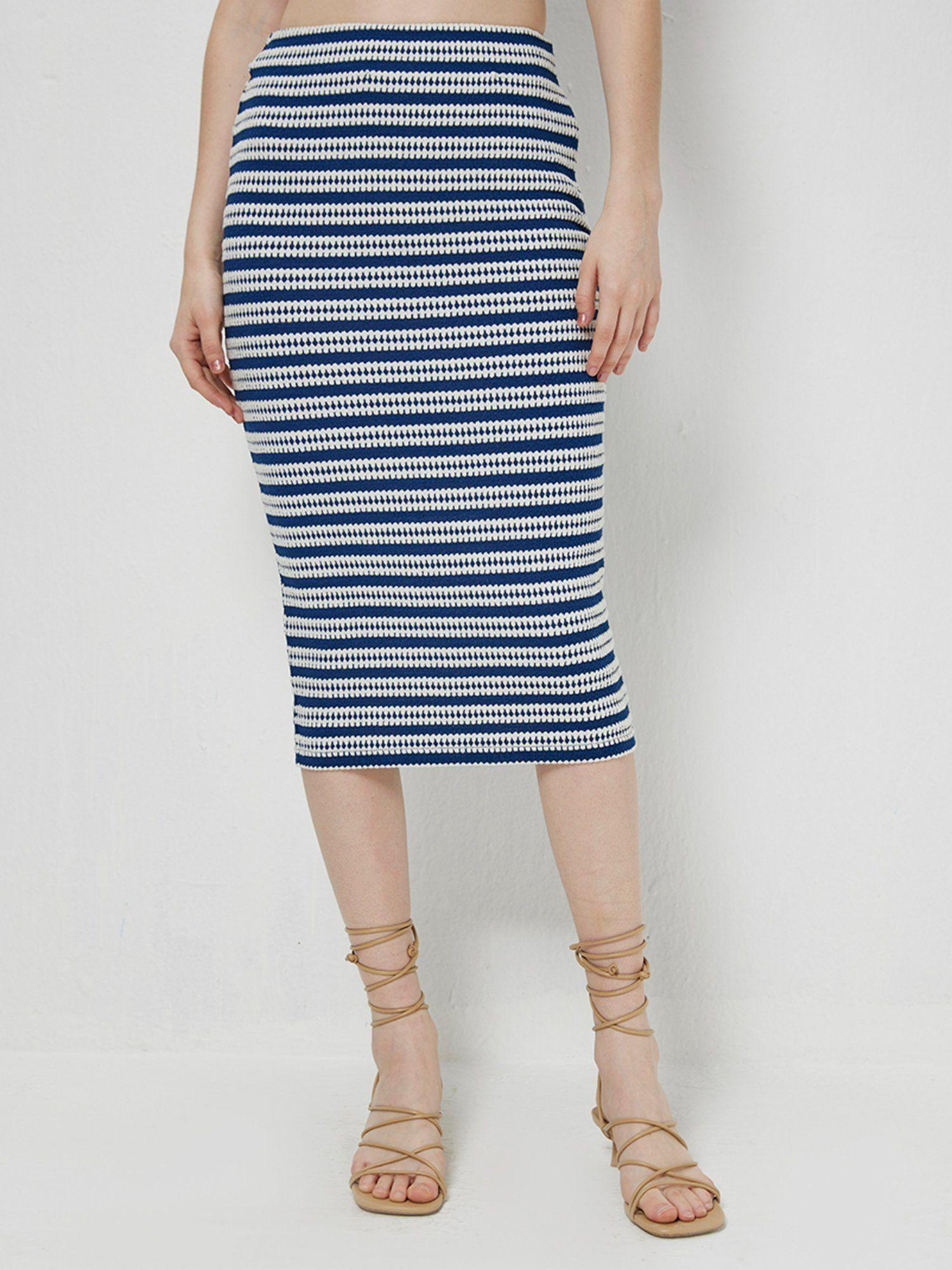 blue & white stripes skirt