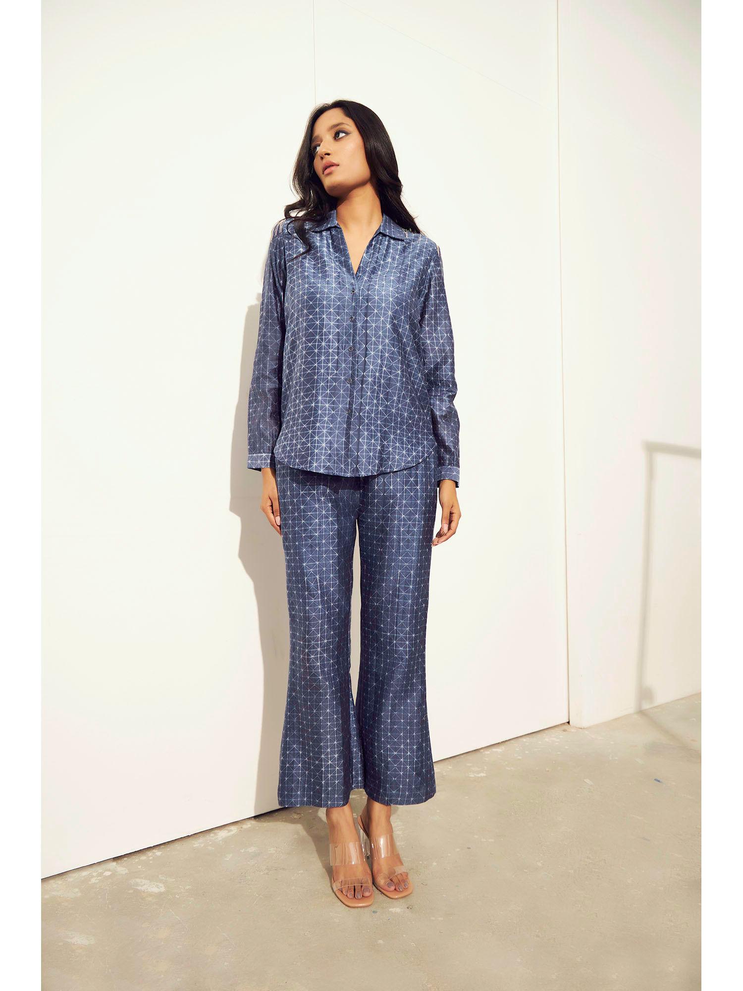 blue- bliss shibori shirt and pants set (set of 2)