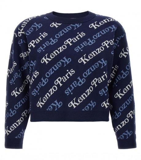 blue all over logo sweater