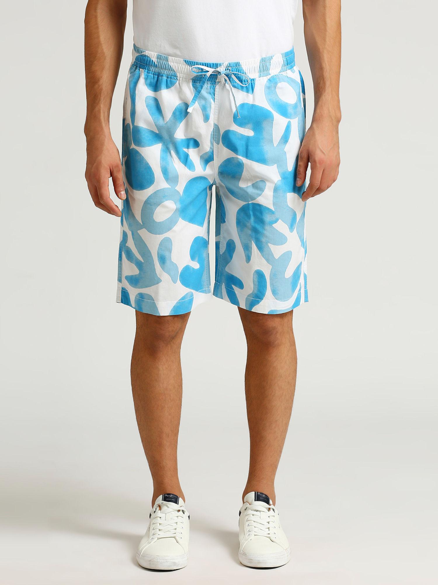 blue all over printed shorts