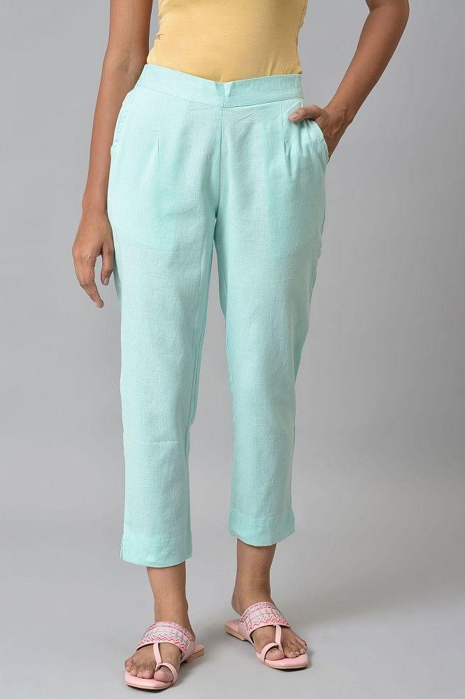 blue ankle length aurelia trousers