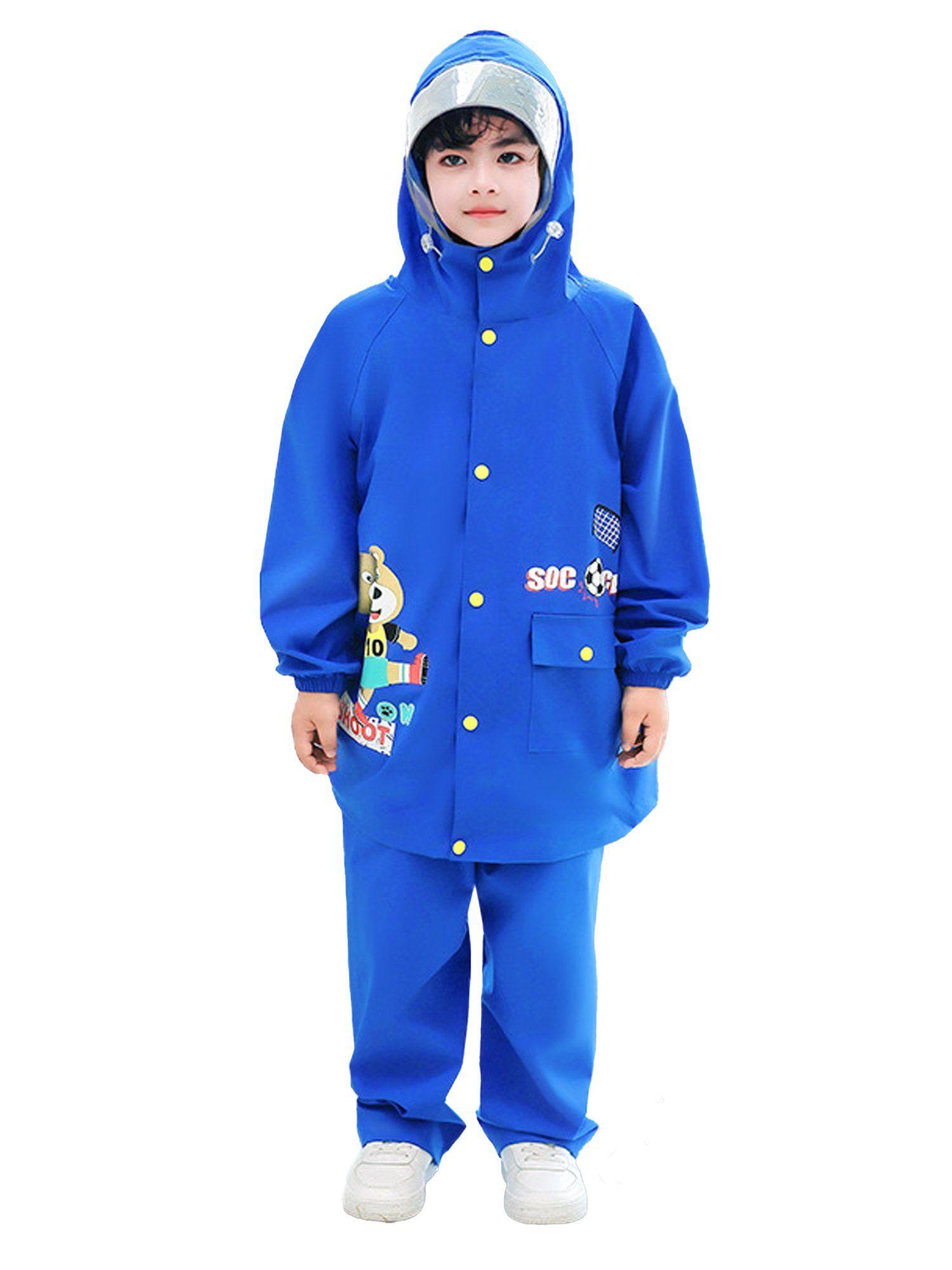 blue astronaut full shirt & full pants raincoat (set of 2)