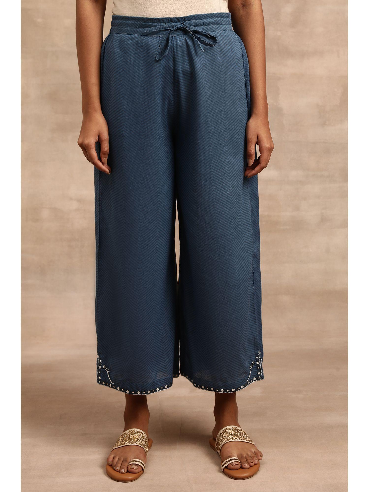 blue aztec parallel pant